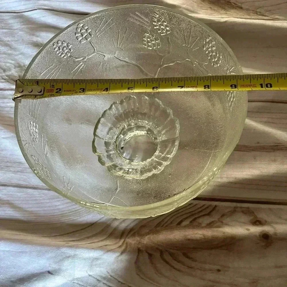 Tiara Glassware Ponderosa Pine Round Footed Serving Salad Bowl 9 1/4” - Picture 2 of 4